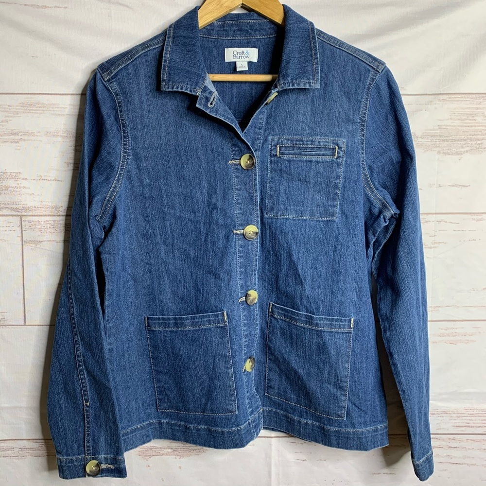 CROFT & BARROW DENIM BUTTON DOWN SHACKET JACKET
